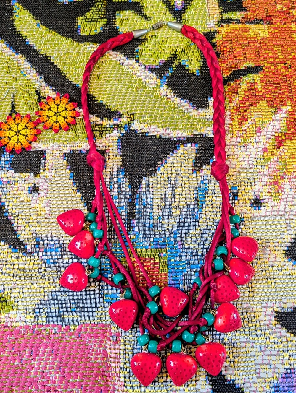 Vintage Summer Strawberry Statement Necklace Bundle